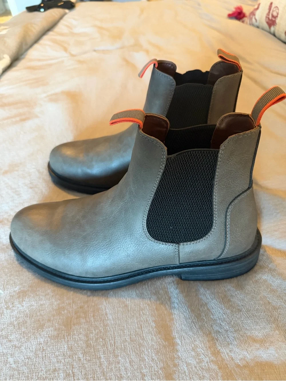 Men's Grey Chukka Boots with Orange Pull Tabs, only worn twice!!